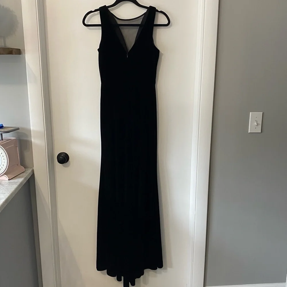 NW Nightway Black Velour Sleeveless‎ Long Dress 4